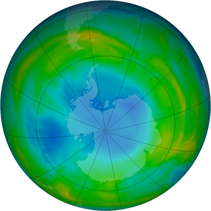 Antarctic ozone map for 24 June 1986